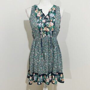 O’Neill Linney Mini Tank Dress Floral Print Sleeveless Lace-up Front Size XS